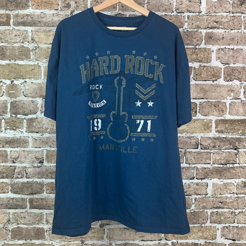 Hard Rock Mens T-Shirt Graphic Tee Size 2XL Blue